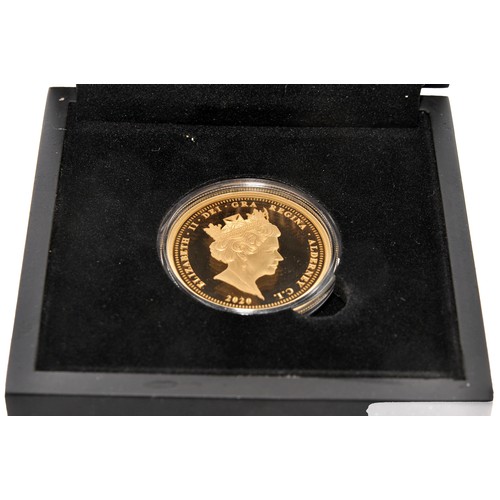 388 - Hattons of London VE Day 75th Anniversary 22 carat Gold Double Sovereign. Diameter 32mm, weight 16g ... 