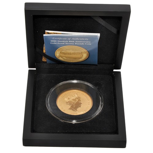 390 - Hattons of London 2020 Dunkirk 80th Anniversary  22 carat Gold Proof Twenty Pound Sovereign.  Diamet... 