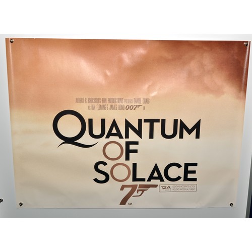 James Bond 007 - An Extremely RARE UK Multi-Quad poster comprising of 6 x Quad-sized panels for Quantum of Solace. 

The panels form the image of Daniel Craig and his companion Camille (Olga Kurlylenko) as a determined pair after destruction has been left in their wake in the form of the burning futuristic hotel in the Atacama Desert in Chile that features at the end of the film.

These sets were very limited. This example appears generally excellent.