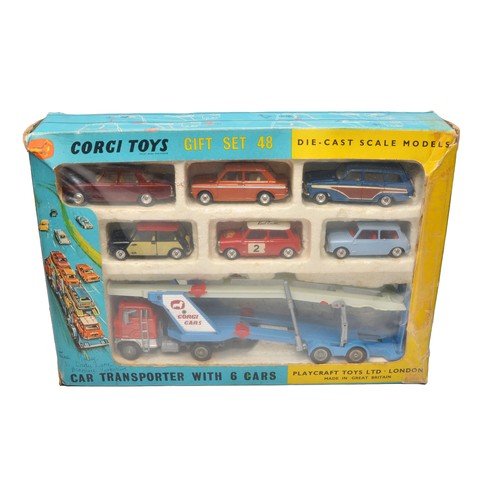 105 - Corgi No. GS48 Car Transporter Gift Set comprising 6 vehicles and Car Transporter, as shown. Conditi... 