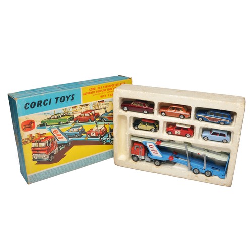 105 - Corgi No. GS48 Car Transporter Gift Set comprising 6 vehicles and Car Transporter, as shown. Conditi... 