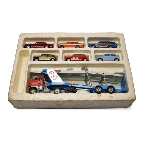 105 - Corgi No. GS48 Car Transporter Gift Set comprising 6 vehicles and Car Transporter, as shown. Conditi... 