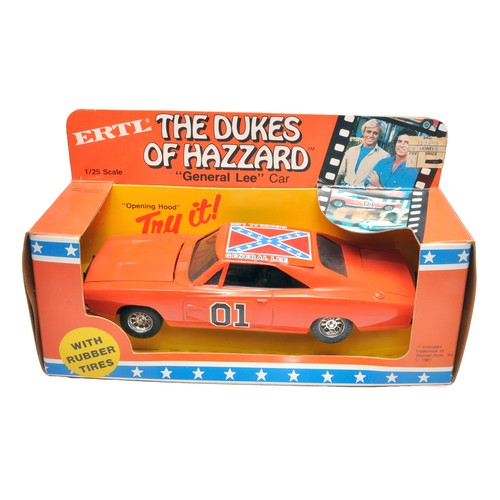 Ertl 1/25 diecast model vehicle issue comprising The Dukes of Hazzard General Lee Car. Displays excellent and never displayed out of box. Box also excellent.