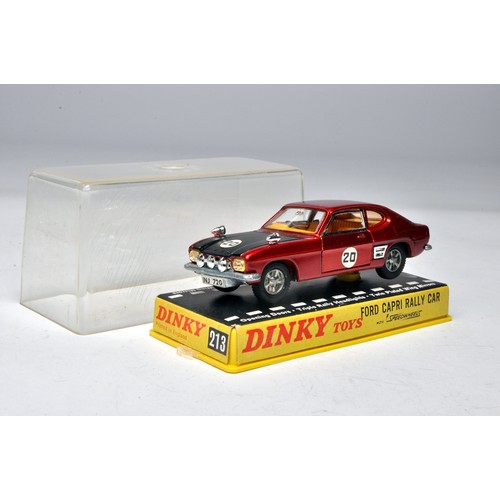Dinky No. 213 Ford Capri Rally car. Metallic red / black, tan