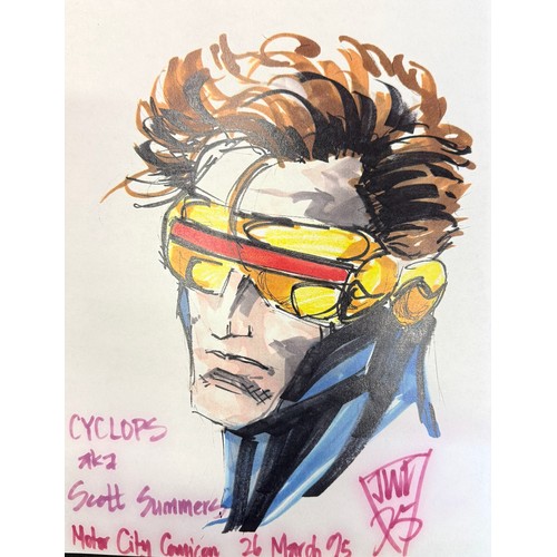 Original Signed and Coloured Comic Sketch. Cyclops. March 1995.