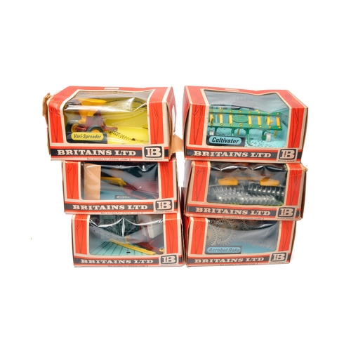 7 - Britains 1/32 Farm Toys comprising 6 x straw box implement issues as shown. Contents generally very ... 