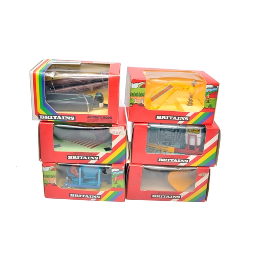 9 - Britains 1/32 Farm Toys comprising 6 x implement issues as shown. Contents generally very good to ex... 