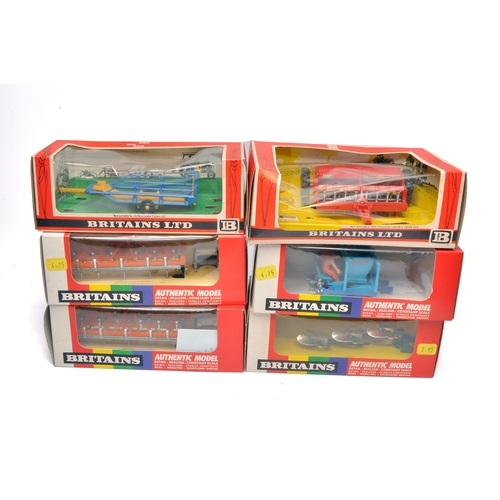 14 - Britains 1/32 Farm Toys comprising 6 x implement issues as shown. Contents generally very good to ex... 