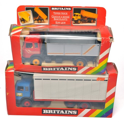 27 - Britains 1/32 Farm Toys comprising No. 9583 IVECO Tipper Truck (Red Cab) PLUS No. 9580 Magirus Deutz... 