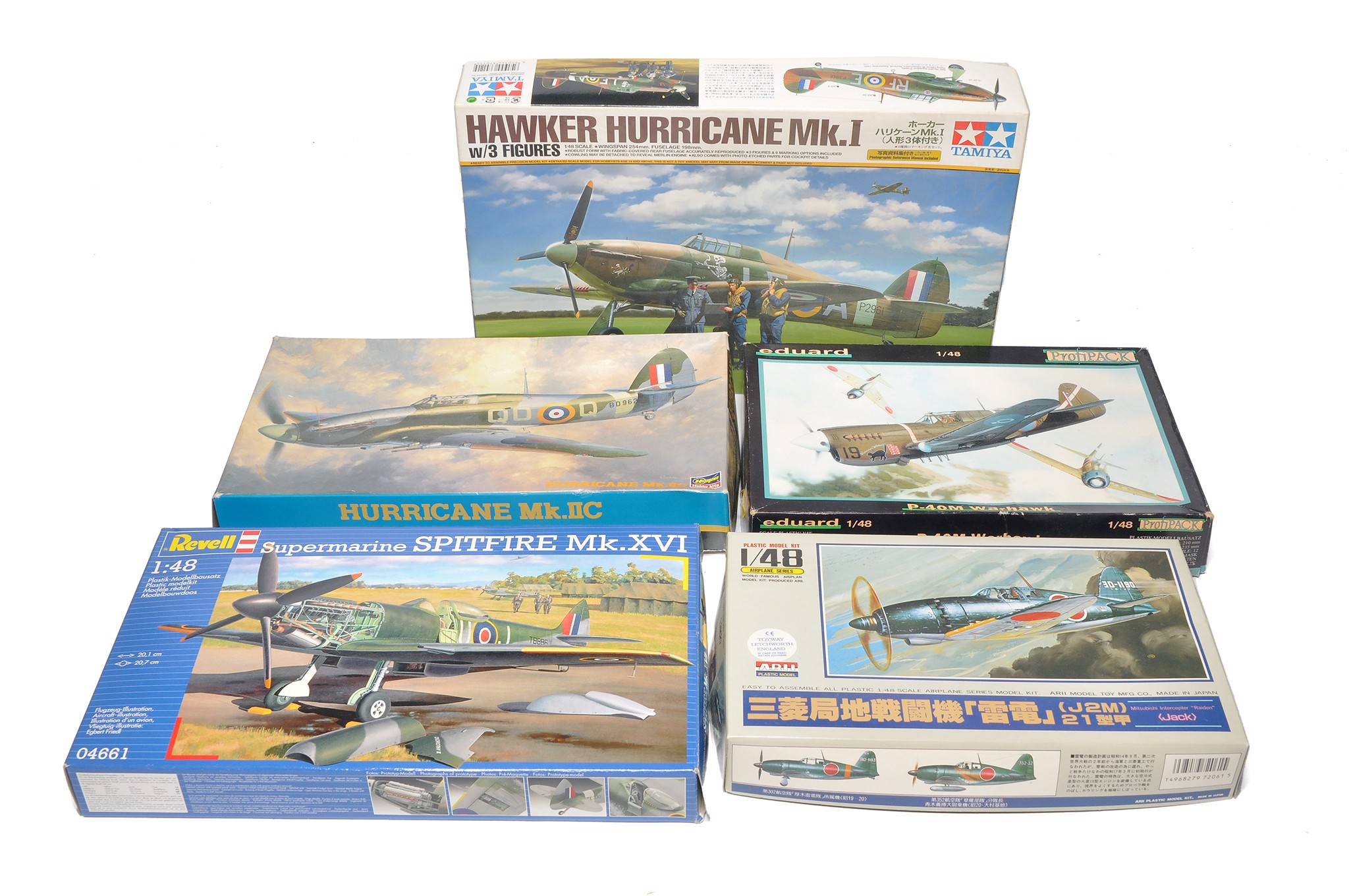A group of five 1/48 Plastic Model Aircraft Kits to include Tamiya ...