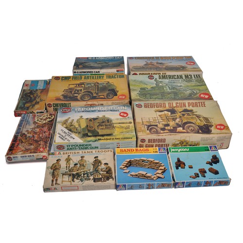 A further group of plastic model kits comprising military vehicles and ...
