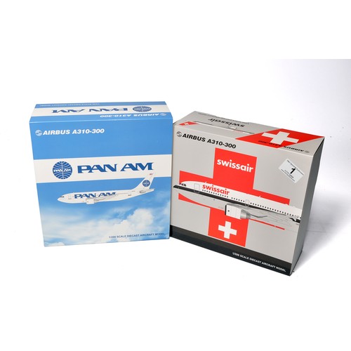 1 - A duo of diecast model aircraft  1/200 scale issues comprising 1) Swissair Airbus A310-300, 2) Pan A... 