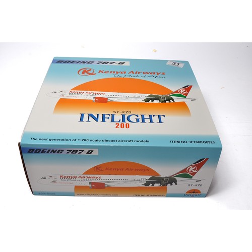 31 - Inflight Models or similar 1/200 diecasst model aircraft comprising, Inflight 200 Kenya Airways (The... 