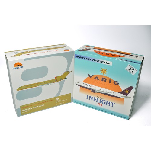51 - A duo of diecast model aircraft  1/200 scale issues comprising 1) Inflight 200 Braniff International... 