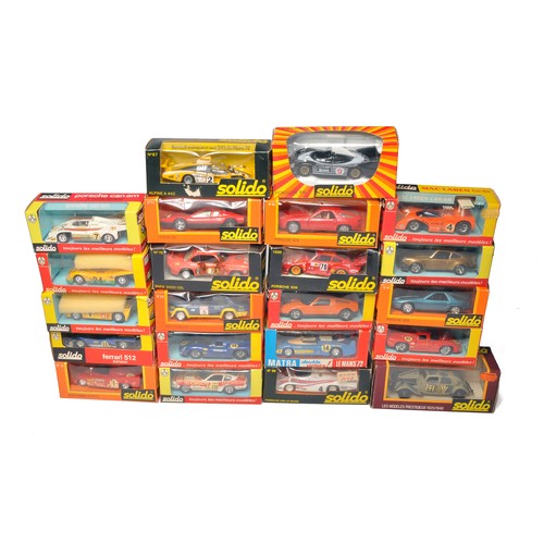 31 - A group of 22 x Solido (1970/80's) diecast model vehicles. Mostly racing variants. Mostly undisplaye... 