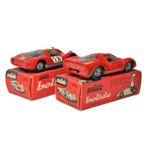 52 - Solido duo of older issues comprising No. 151 Porsche Carrera plus No. 152 Ferrari 330 P3. Both very... 