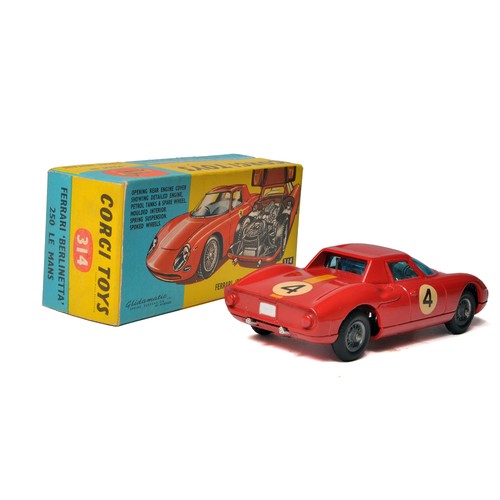 58 - Corgi No. 314 Ferrari Berlinetta 250 Le Mans. Red, wire hubs, RN4. Displays very good to excellent. ... 