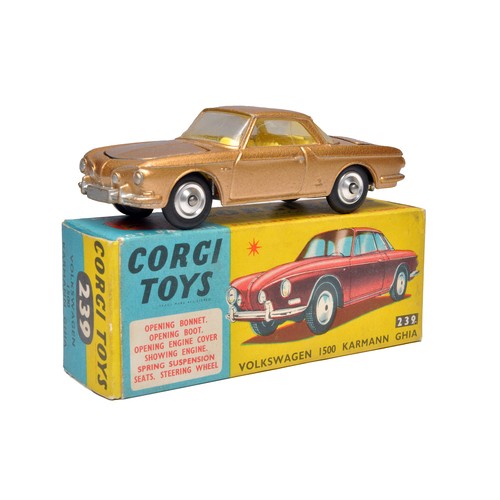 Corgi No. 239 Volkswagen 1500 Karmann Ghia. GOLD with LEMON