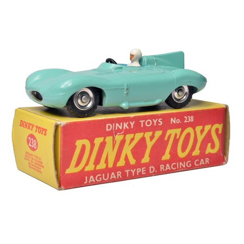 Dinky No. 238 Jaguar D Type Racing Car. Single issue is in green