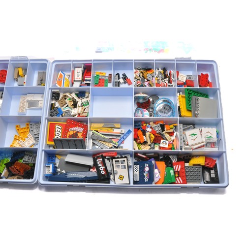 576 - Lego group of 4 x multi compartment containers containing a variety of loose bricks, parts and compo... 