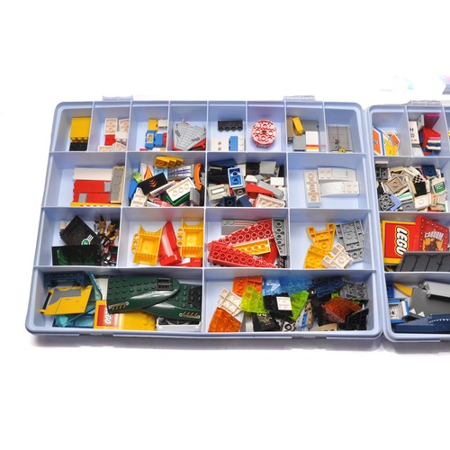 576 - Lego group of 4 x multi compartment containers containing a variety of loose bricks, parts and compo... 