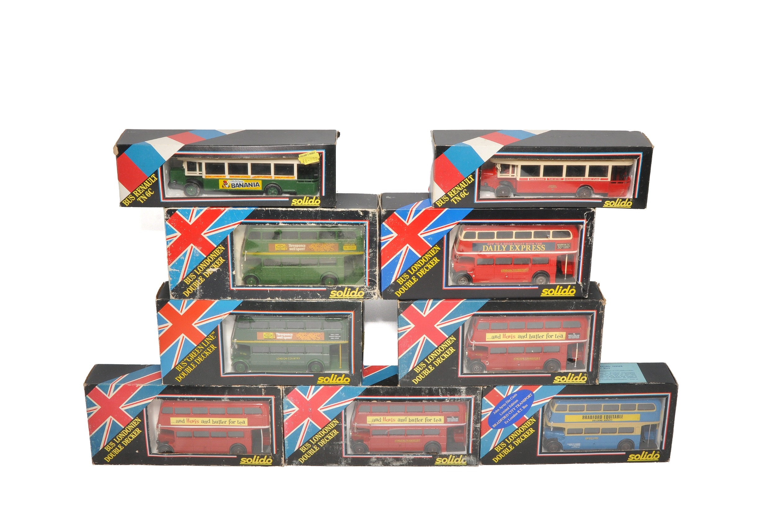 A group of 9 diecast bus and transport models from Solido. Examples ...