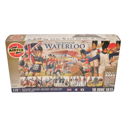 An Airfix The Battle of Waterloo 1/72 military figure model kit, set A50048. Kit unstarted and appears complete, not checked for absolute completeness. Boxed. Some signs of storage wear to the box.