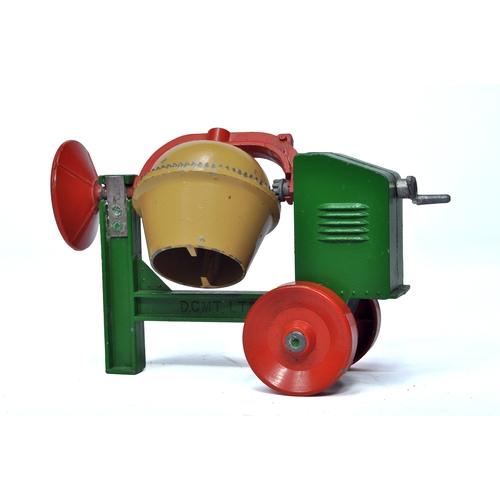 184 - A scarce large scale diecast cement mixer, marked 'Made in England' and 'D.C.M.T. Ltd', in green, re... 