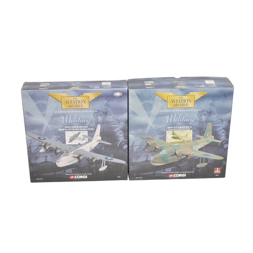 280 - A pair of Corgi Aviation Archive Military 1/144 diecast model aircraft, comprising a Short Sunderlan... 
