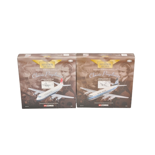306 - A pair of Corgi Aviation Archive Classic Propliners 1/144 diecast model aircraft, comprising a Vicke... 
