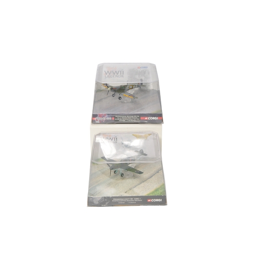 331 - A pair of Corgi WWII Legends 1/72 diecast model aircraft, comprising a Supermarine Spitfire Mk.Vb an... 