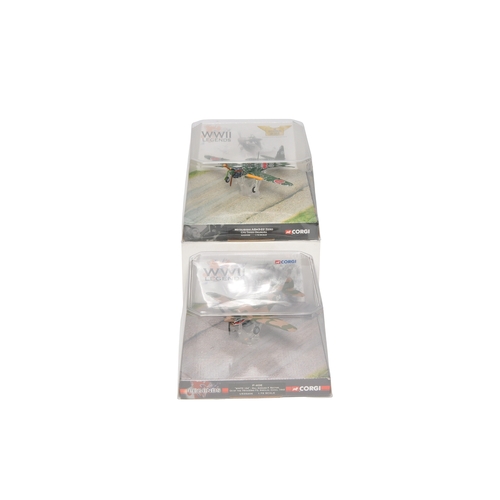 332 - A pair of Corgi WWII Legends 1/72 diecast model aircraft, comprising a Mitsubishi A6M3-22 Zero and a... 