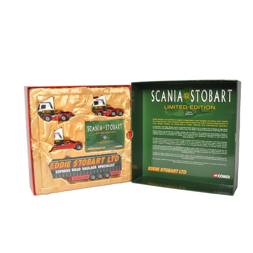 347 - A Corgi 'Scania @ Stobart' limited edition gift set, 1/50, comprising three diecast tractor units in... 