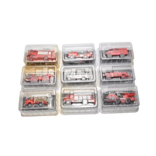 398 - A collection of diecast fire appliance models, various types including pumpers, ladder trucks and a ... 