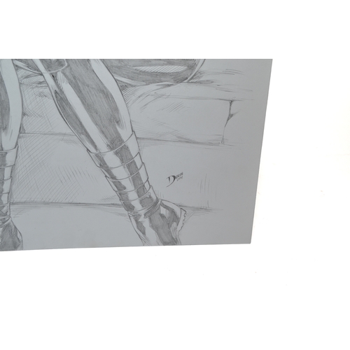 460 - An original piece of comic artwork, a pin-up depicting X-23 of the X-Men, a female figure in a dark ... 