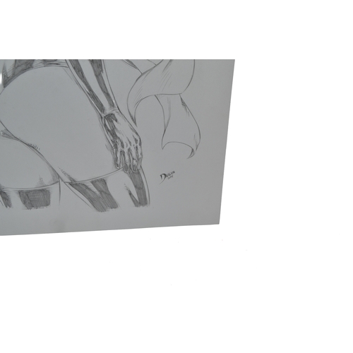 463 - An original piece of comic artwork, a pin-up depicting Ms Marvel, in pencil, signed 