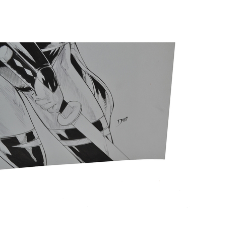 466 - An original piece of comic artwork, a pin-up depicting Psylocke, signed 