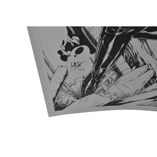 472 - An original piece of comic artwork, a pin-up depicting the Marvel character X-23, in black-and-white... 