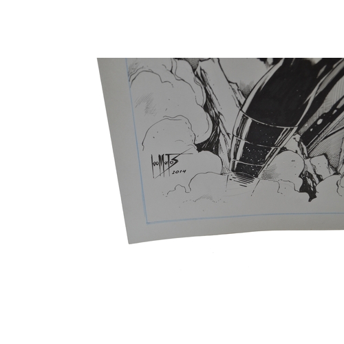 473 - An original piece of comic artwork, a pin-up depicting X-Men characters Cyclops, Phoenix, Storm, and... 
