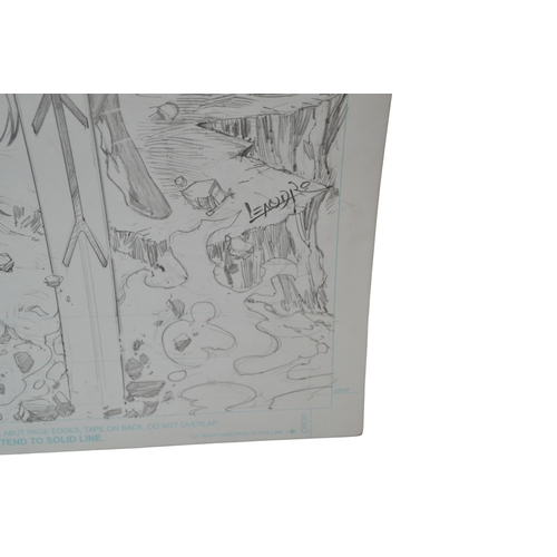 477 - An original piece of comic artwork, depicting Magik kneeling in the foreground with her Soulsword, f... 