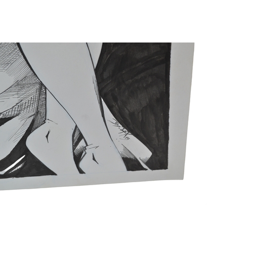 500 - An original piece of comic artwork, a black-and-white ink illustration of Emma Frost, the White Quee... 