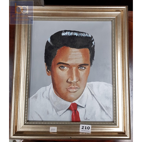 210 - OIL PAINTING - ELVIS BY HARRY WALKER