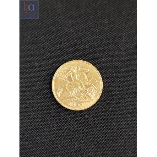 279 - 22 carat gold half sovereign Edward V 1908