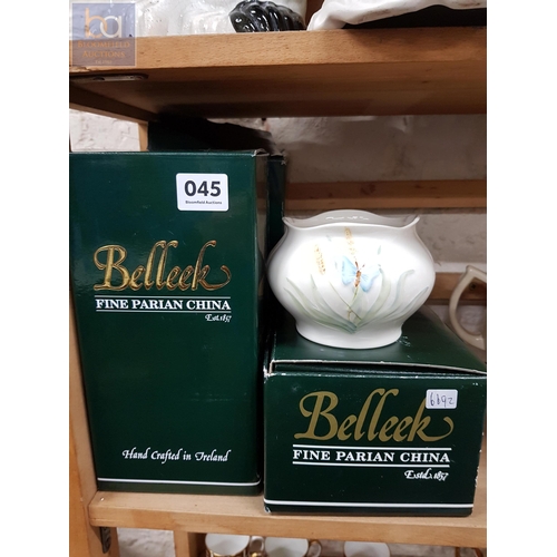 45 - 3 BOXED BELLEEK ITEMS