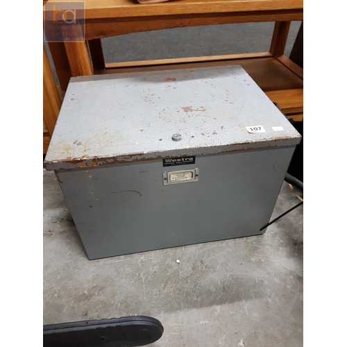 107 - OLD METAL FILE BOX