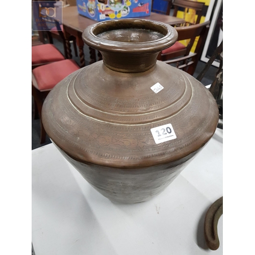 120 - LARGE ANTIQUE BRASS SPITTOON