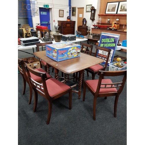 157 - OAK DROP LEAF TABLE AND 6 CHAIRS