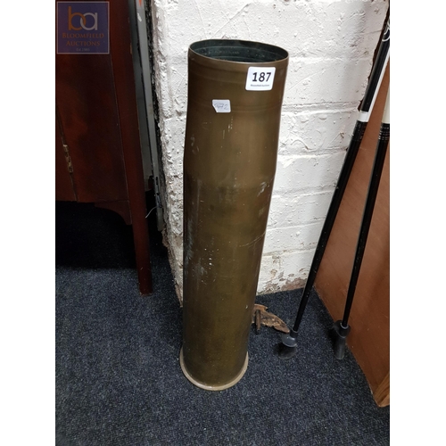 187 - LARGE BRASS MILITARY SHELL