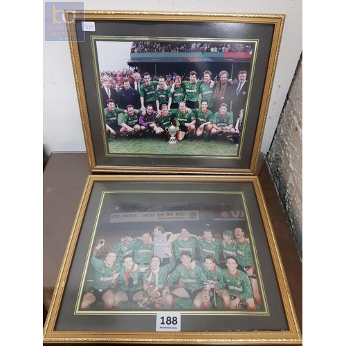 188 - PAIR OF GLENTORAN FOOTBALL CLUB CUP WINNING PHOTOGRAPHS