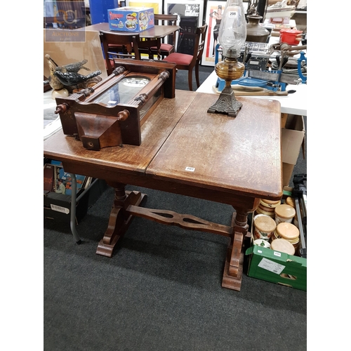 207 - OAK REFECTORY STYLE TABLE WITH BULBUS LEGS